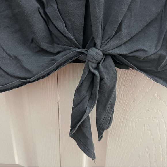 Aerie Tie Back Charcoal Gray Short Sleeve T Shirt Sz Large - Picture 3 of 7